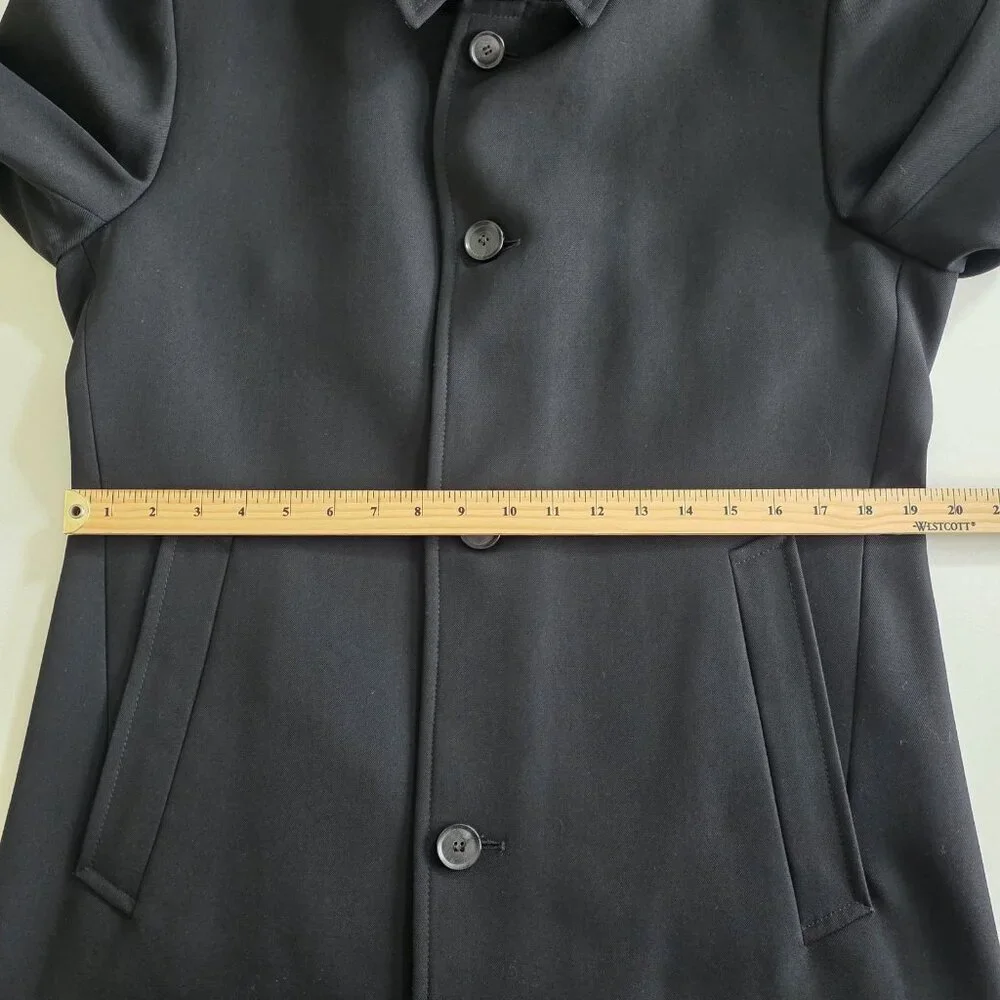 Hugo Boss The Task Wool Overcoat Men US 38R Black Lined Minimalist Office Grunge
